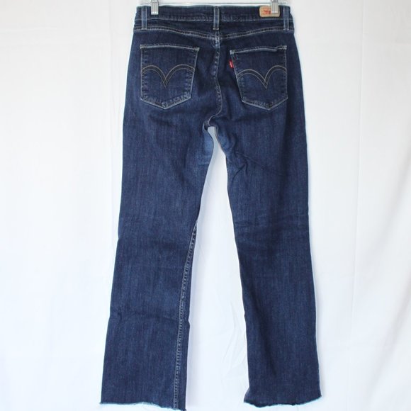 LEVIS CURVY CUT 528 LOW RISE DARK DENIM JEANS SZ 9 M JUNIORS BOOT CUT WIDE *RAW - Picture 10 of 16